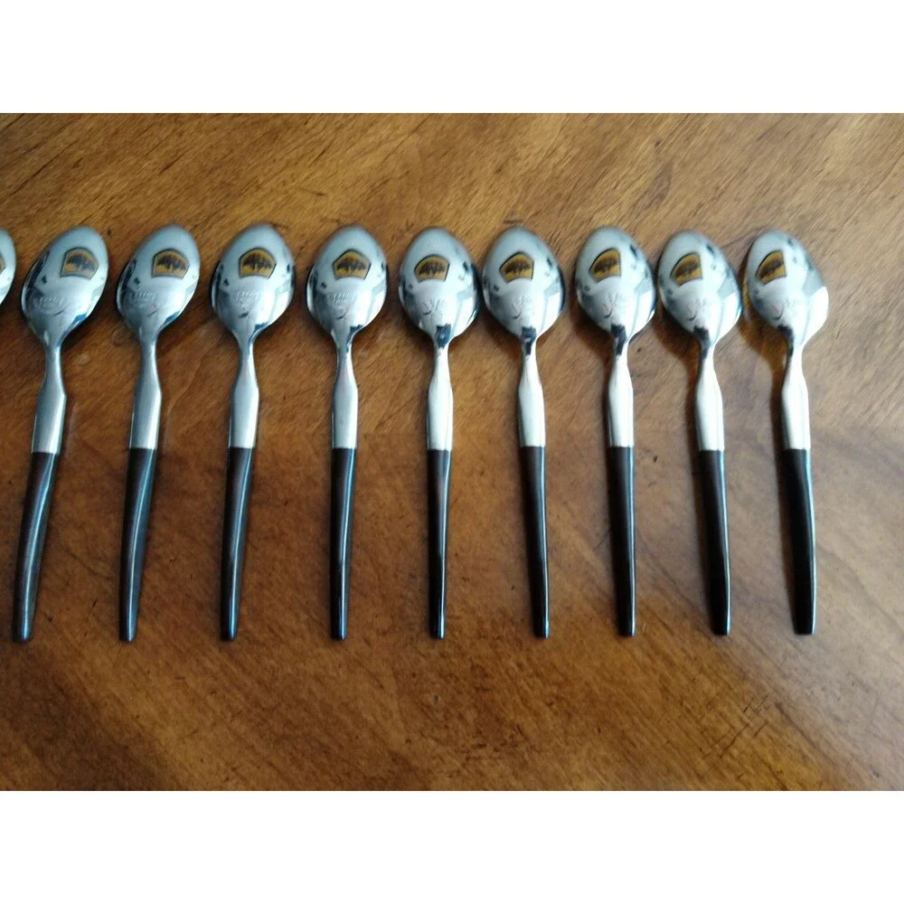Lot 15x Teaspoons Ekco Eterna La Joya Stainless Faux Wood Flatwar MCM EKS14 6.4